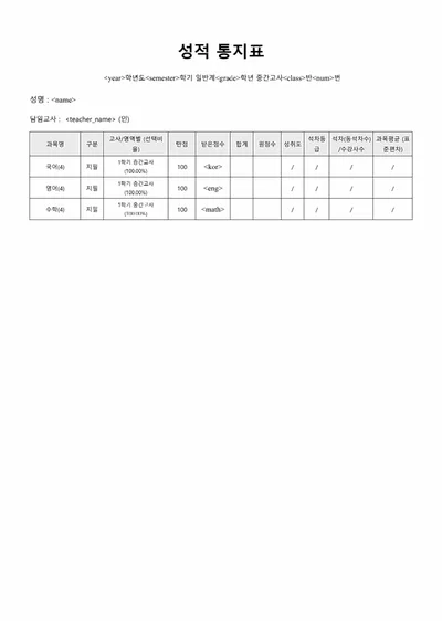 성적 통지표